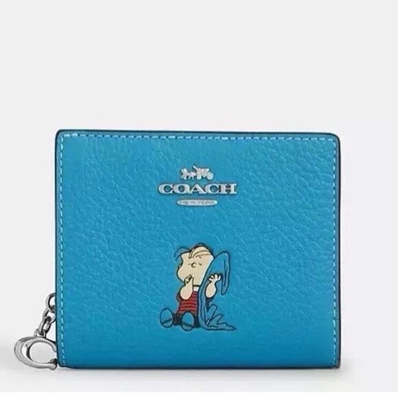 Coach X Peanuts Leather Snap Wallet With Linus Bag Purse - Picture 9 of 13